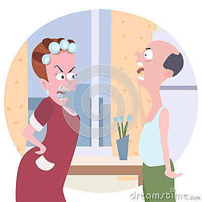 Family conflict cartoon Vector Illustration