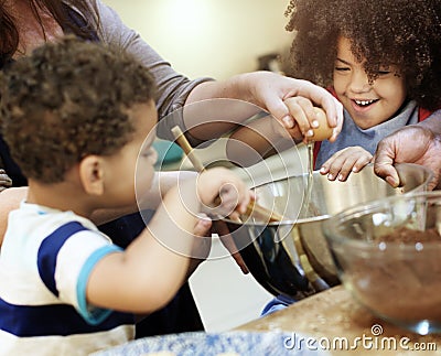 Family Cooking Kitchen Food Togetherness Concept Stock Photo