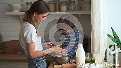 Mother and Son in Kitchen Woman and Little Boy Sieve Flour Stock Footage -  Video of dinner, child: 230131634