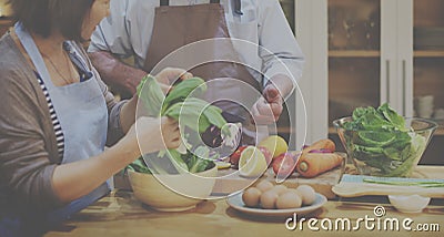 Family Cooking Kitchen Preparation Dinner Concept Stock Photo
