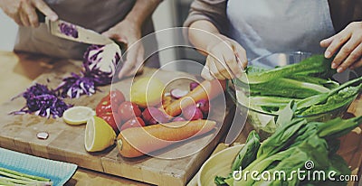 Family Cooking Kitchen Preparation Dinner Concept Stock Photo