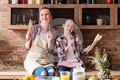 Family cooking loving relationship food health Stock Photo