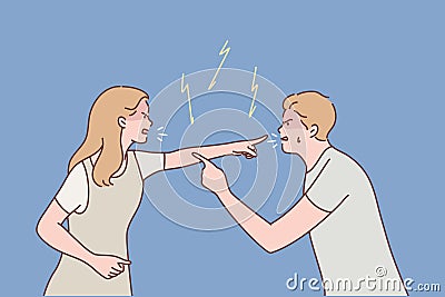 Family, couple, quarrel, divorce, agression, conflict concept Vector Illustration