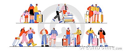 Family, couples and friends travel Vector Illustration