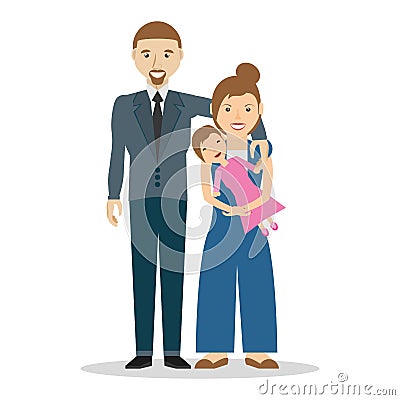 Family dad and mom with baby daughter Vector Illustration