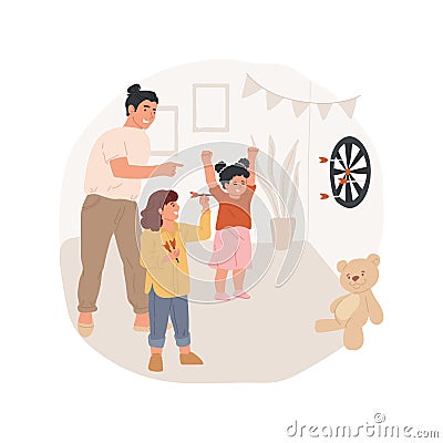 Family darts tournament isolated cartoon vector illustration. Vector Illustration