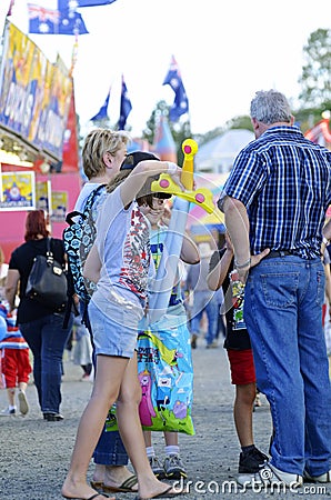 Family day out at Australian country fun fair show Editorial Stock Photo