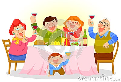 Family dinner Vector Illustration