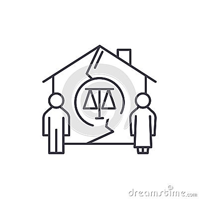 Family divorce line icon concept. Family divorce vector linear illustration, symbol, sign Vector Illustration