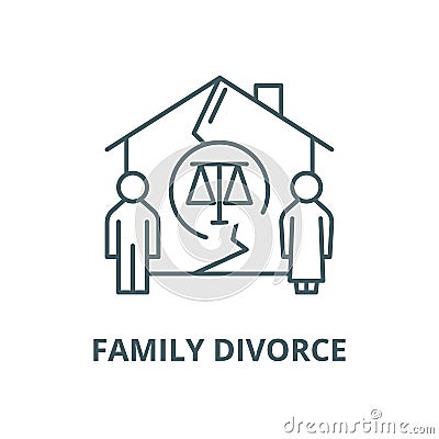 Family divorce vector line icon, linear concept, outline sign, symbol Vector Illustration