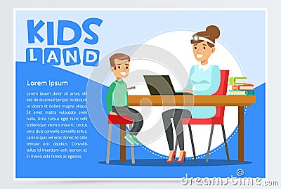 Boy in pediatrician office measuring body temperature Vector Illustration