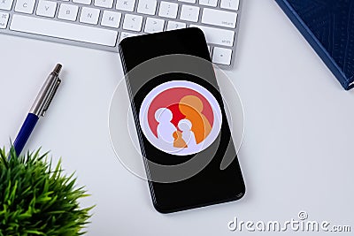 Family Dollar app logo on a smartphone screen. Editorial Stock Photo