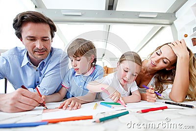 Family drawing pictures Stock Photo