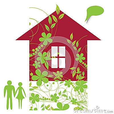 Family in dream house Vector Illustration