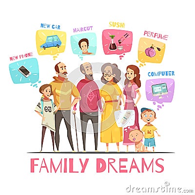Family Dreaming Design Concept Vector Illustration