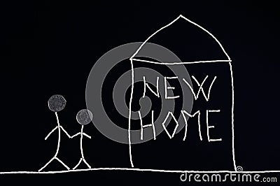 Family enjoying new home, unusual concept. Stock Photo