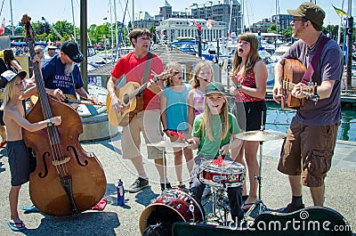 Family entertainment on the waterfront on Canada Day in Victoria BC Editorial Stock Photo