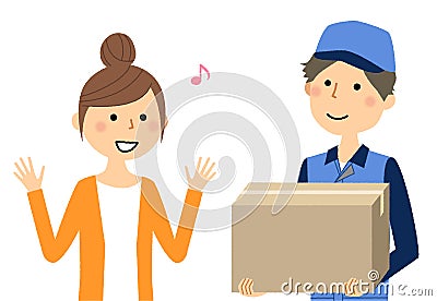 Deliveryman and young woman Vector Illustration