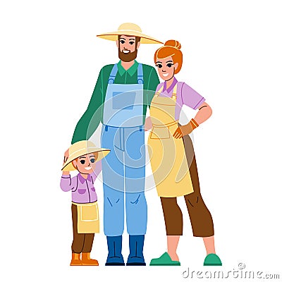 family farmer vector Cartoon Illustration