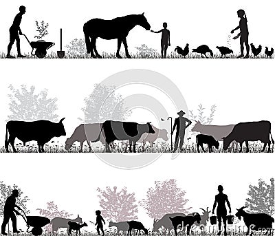 Family of farmers Vector Illustration