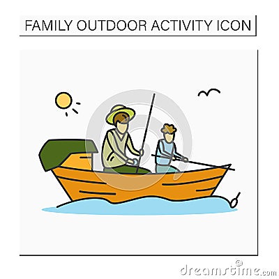 Family fishing color icon Vector Illustration