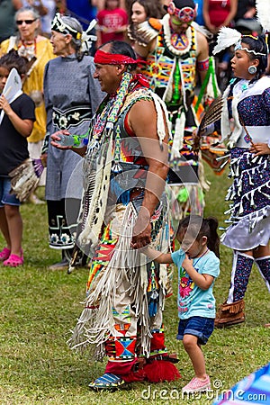 Native American Family and friends are invited to attend the family dance-Stock photos Editorial Stock Photo