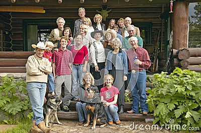 Family and friends of John Taft in Centennial Valley at Taft Ranch, Centennial Valley, near Lakeview MT Editorial Stock Photo