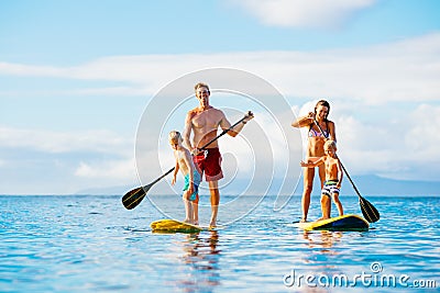 Family Fun, Stand Up Paddling Stock Photo