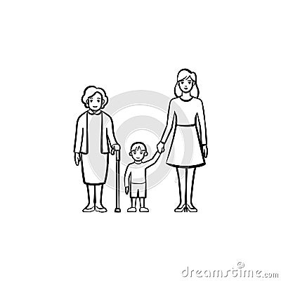 Family generation hand drawn sketch icon. Vector Illustration