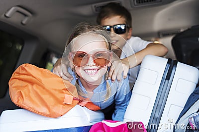 Family going on a holiday by car Stock Photo