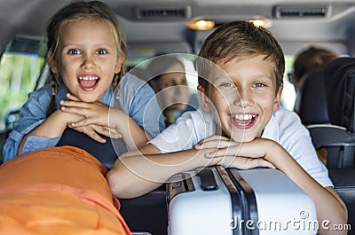 Family going on a holiday by car Stock Photo