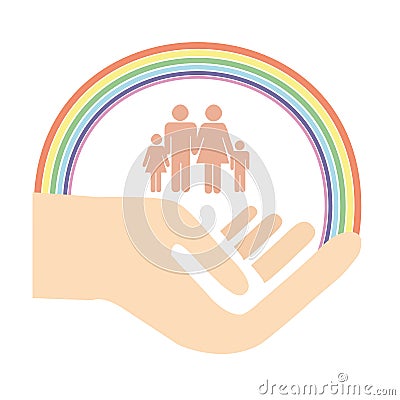 Family hand, protection Stock Photo