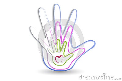 Family hands with a heart icon logo vector Vector Illustration