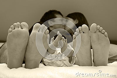 Family happiness with newborn baby Stock Photo