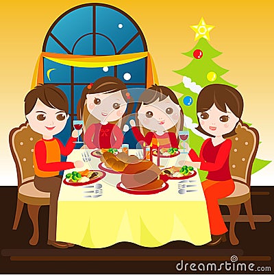 Family having christmas dinner together Stock Photo