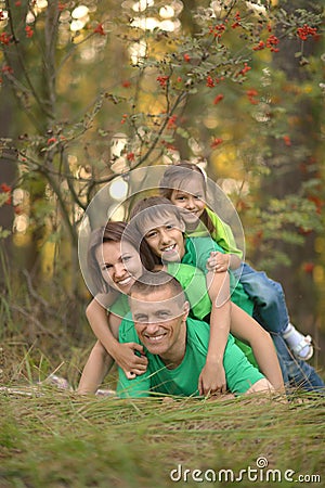 Family having fun outdoors Stock Photo