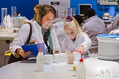 Family having quality time at science museum Editorial Stock Photo