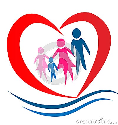 Family heart logo Vector Illustration