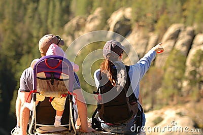 Family on hike Stock Photo