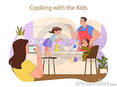 Family Hobbies concept. Vector Illustration