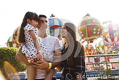 Family Holiday Vacation Amusement Park Togetherness Stock Photo