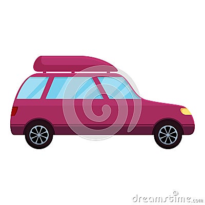 Family holidays car icon, cartoon style Vector Illustration