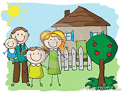 Family at home Vector Illustration