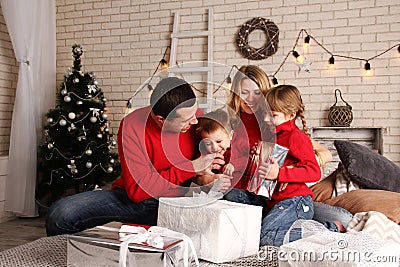 Family home on Christmas Stock Photo