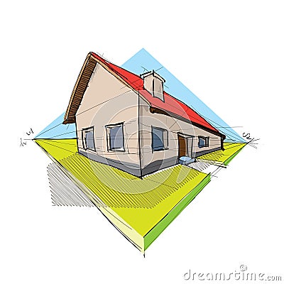 Family house Cartoon Illustration