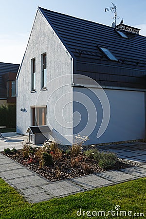 House with hidden gutter system Stock Photo