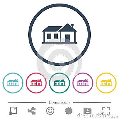 Family house flat color icons in round outlines Vector Illustration