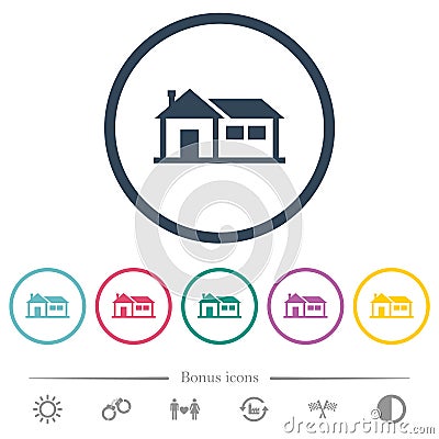 Family house flat color icons in round outlines Vector Illustration