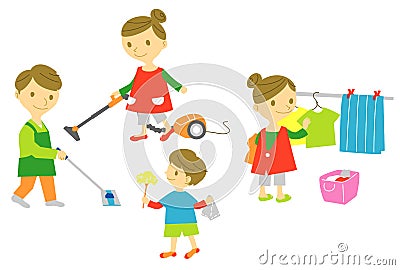 Family housekeeping Vector Illustration