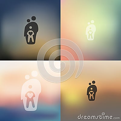 Family icon on blurred background Vector Illustration